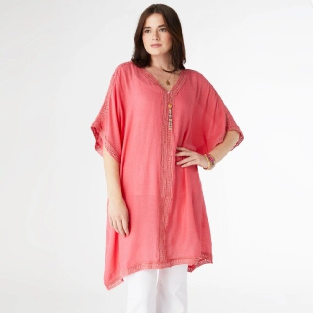 Coco + Carmen Crochet Detail Kaftan wrap Top - One Size NWT